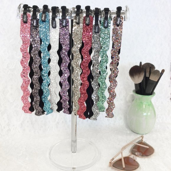 Hipsy Gift 10-Pack Bling Glitter Adjustable No Slip Wave Pastel Headbands main image 8